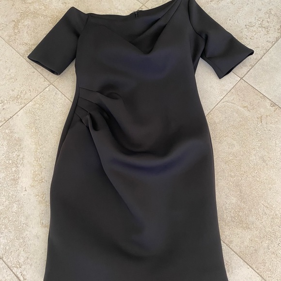 Jovani Asymmetrical Neckline Cocktail Dress Scuba Stretch Black 14 - Picture 2 of 9